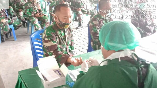 Kodim Pasaman Gandeng Diskes Pasbar Gelar Rapid Test