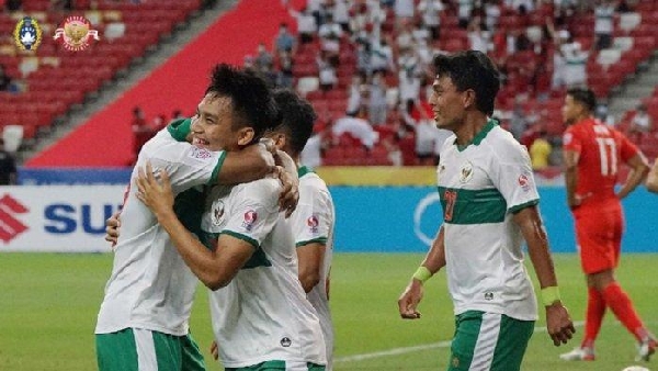 Selebrasi Pemain Timnas Indonesia Usai Menjebol Gawang Singapura