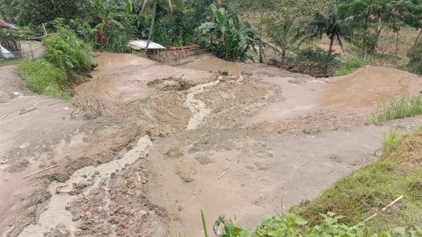 Kondisi Tanah Longsor Yang Terjadi Di Desa Kutabima, Kecamatan Cimanggu, Kabupaten Cilacap, Jawa Tengah, Jumat (1/4). (Bpbd Kabupaten Cilacap)