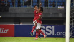 Selebrasi pemain Timnas U-19 Indonesia usai mencetak gol